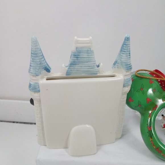 Vintage Disney Cinderella Castle Ceramic Picture Frame & Mickey Minnie Ornaments - Picture 4 of 14